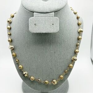 Modern Monet Gold Tone Faux Pearl Textured Spiral Beaded Long Necklace 29"